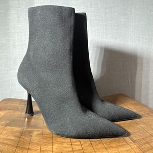 ZARA Knit Sock Ankle Boots Black Pointed Toe Cone Heel Womens EU 41 US 10
